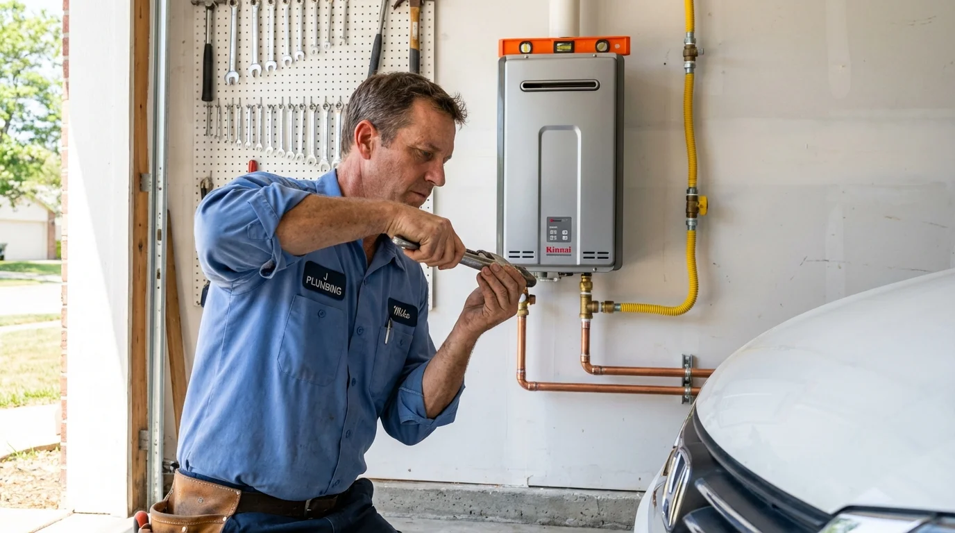 Tankless water heater installation by a Johns Plumbing LLC plumber in Wildwood